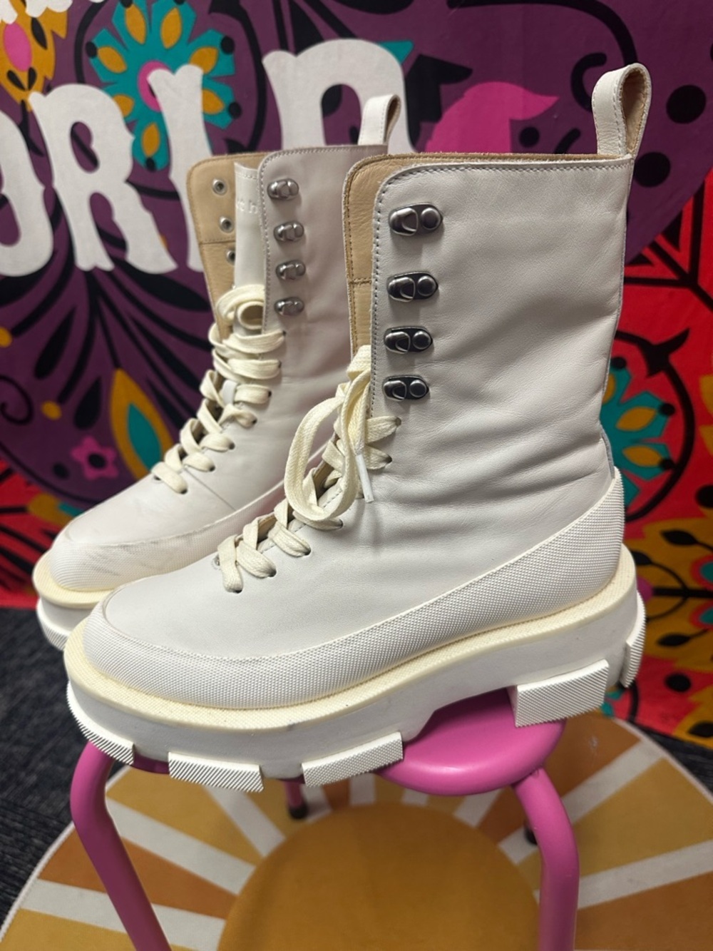 BOTH GAO high boots white Women’s Platform boots sz 8 - worn once